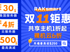RAKsmart双十一狂欢 美国服务器秒杀仅需$30 云服务器全场四折 最高可减$500